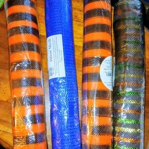Decor Mesh Rolls in Orange, Blue, and Green
